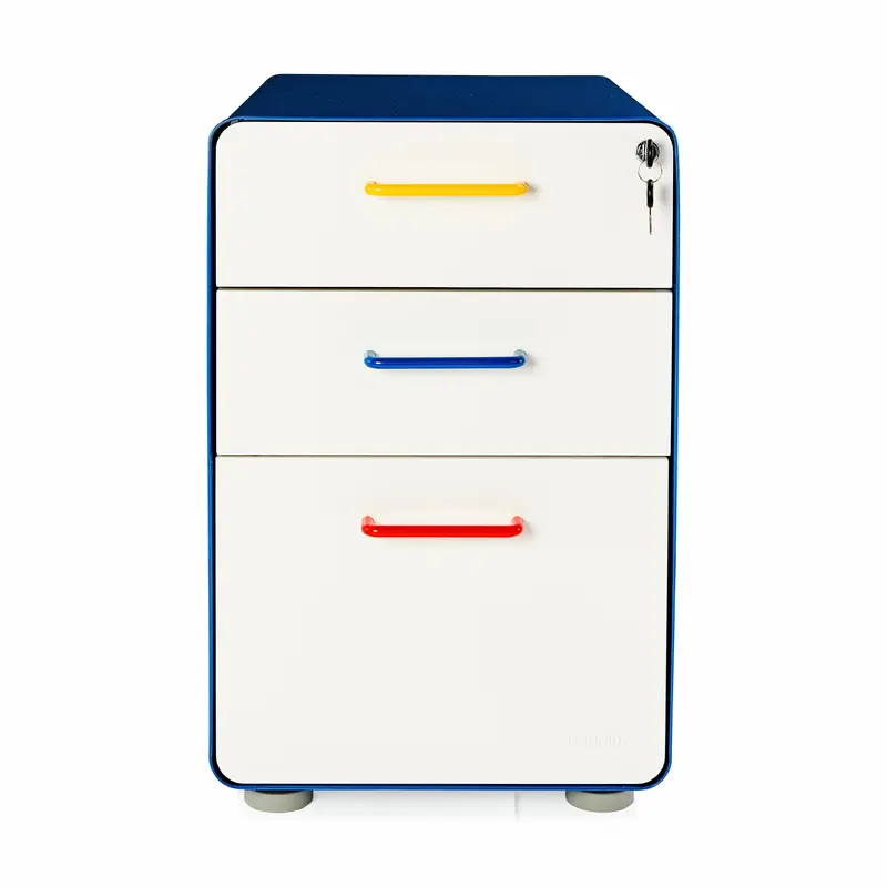 Poppin Stow 3-Drawer File Cabinet - Red/ Blue/ Yellow