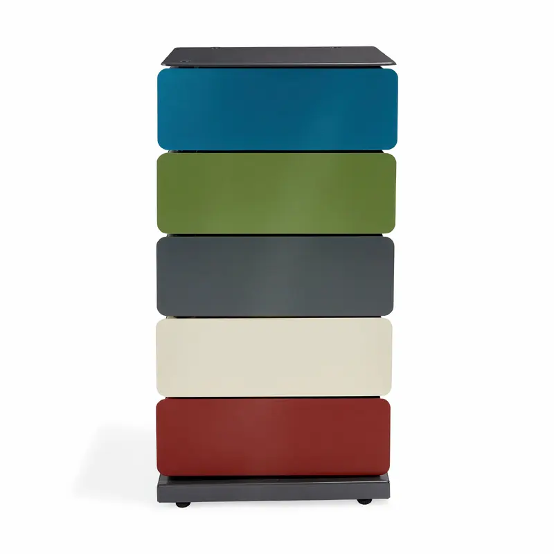 5-Drawer Pivot Cabinet - Blue/ Gray/ Red