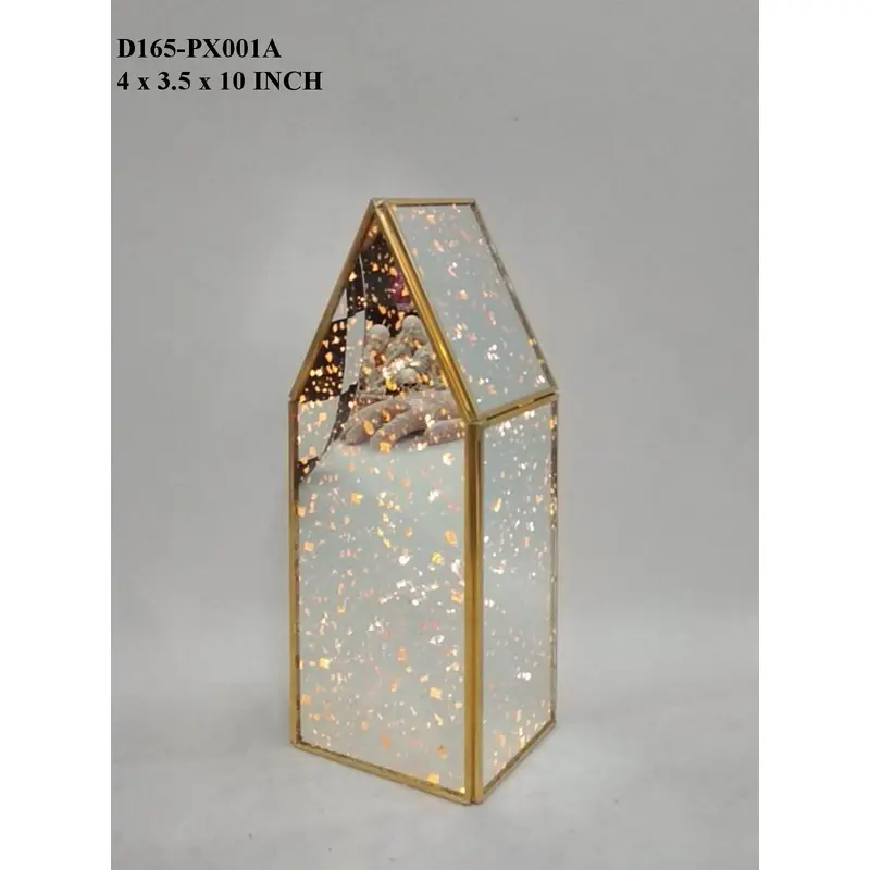 10"H. Glass/ Metal Lantern