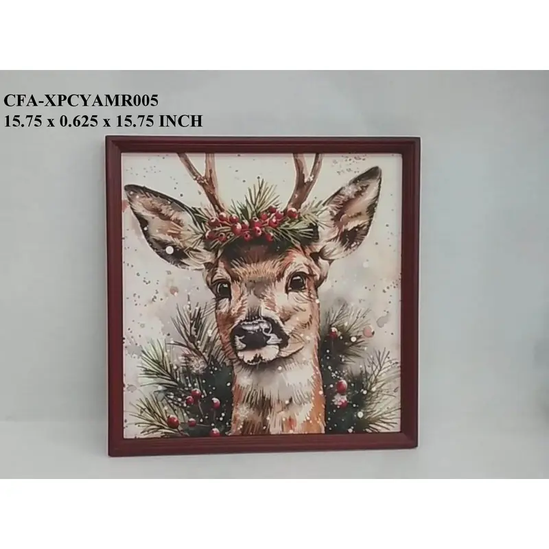 16"H Deer Head Hanging  Wood Frame