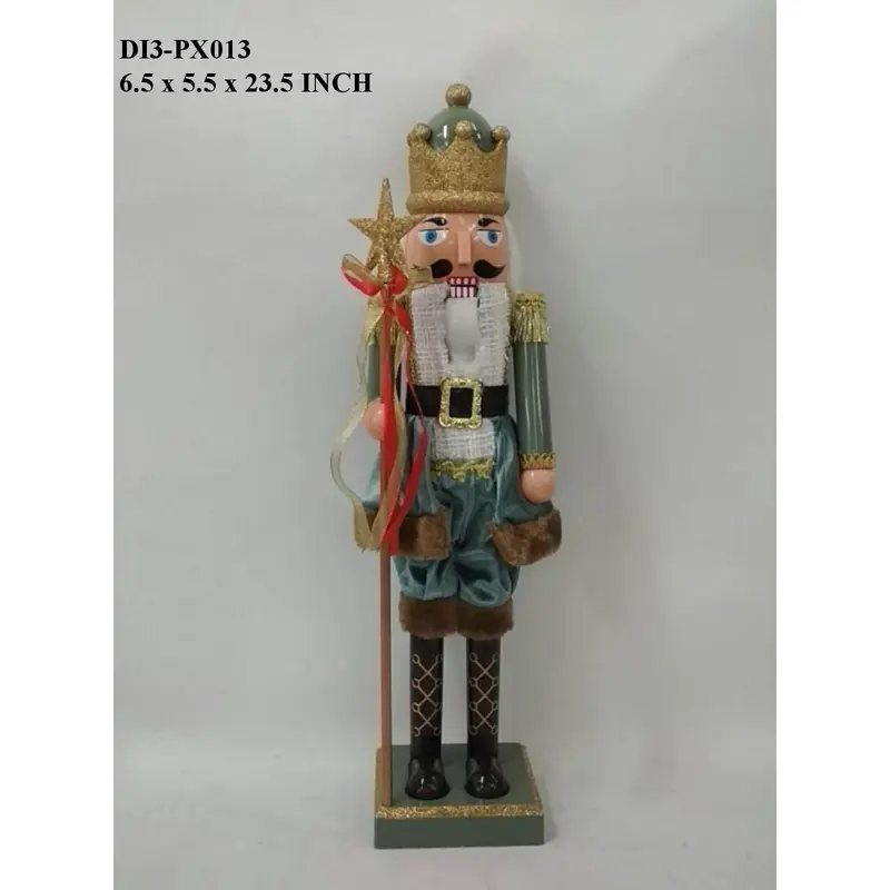 23.5"H. Wooden Green/Gold Nutcracker
