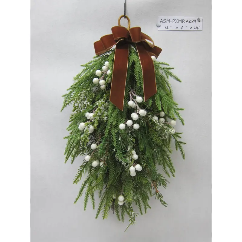 24"H Pine Needles Drop with White Berries