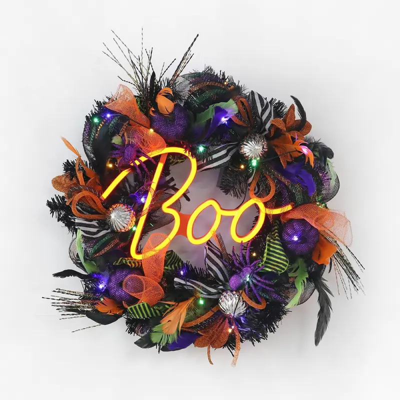 26" Neon Halloween Wreath