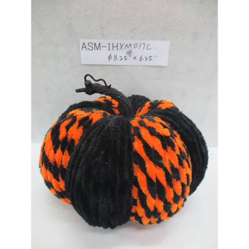 6" Halloween Fabric Pumpkin Black Orange Combination