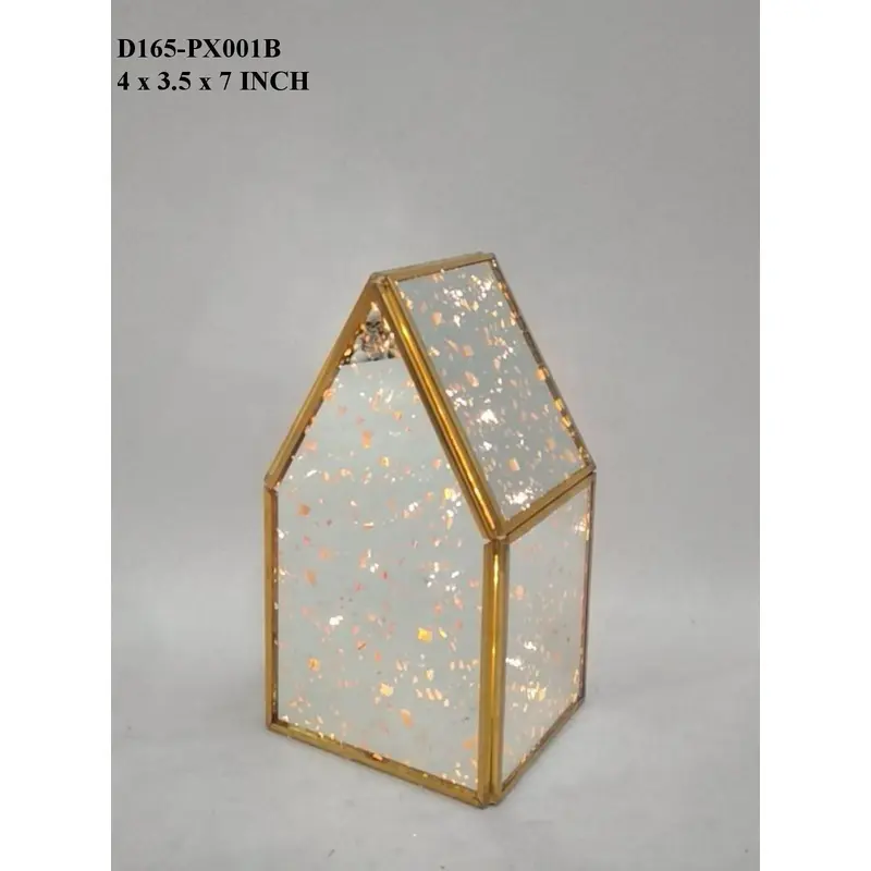 7"H. Glass/ Metal Lantern