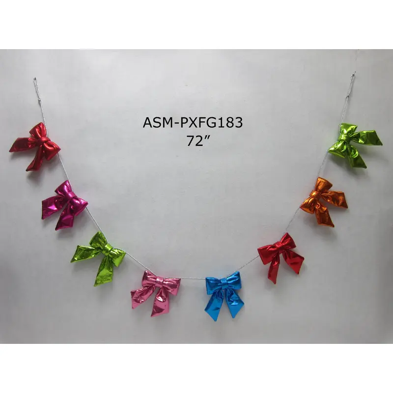 72"L Fabric Multicolored Bow Garland