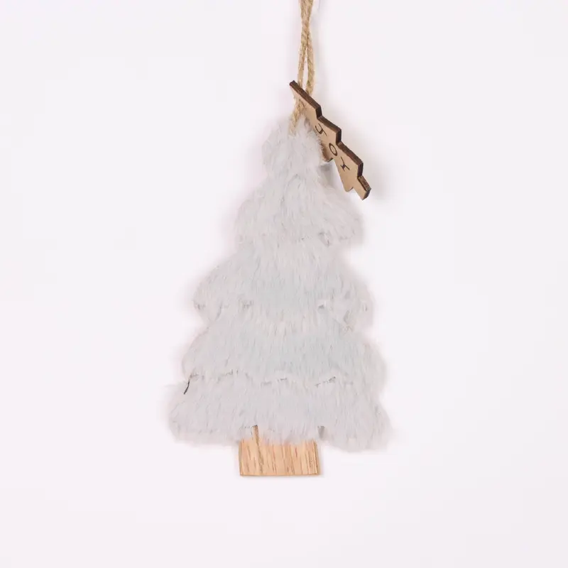 White furry tree ornament