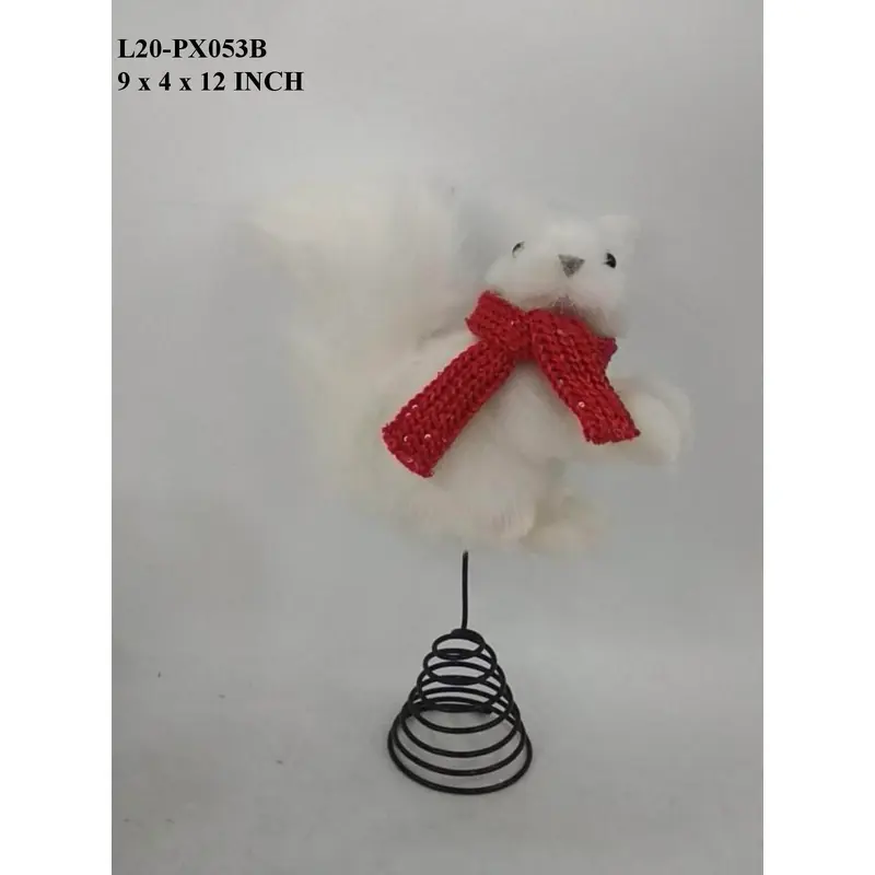 12.0" White Fox with Red Scarf Treetopper