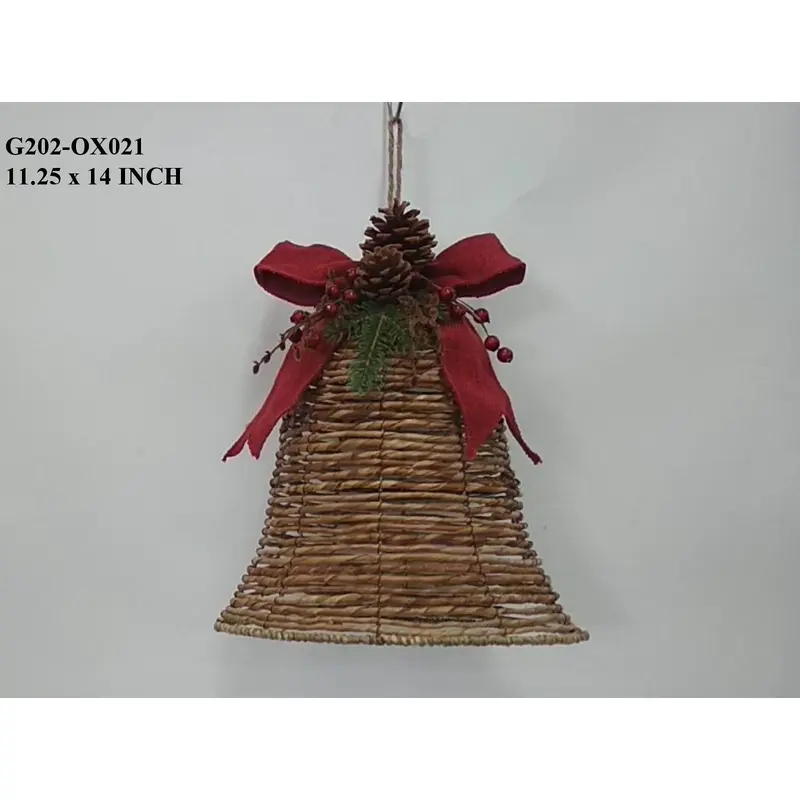 14" Natural Weave Bell with Red Bow