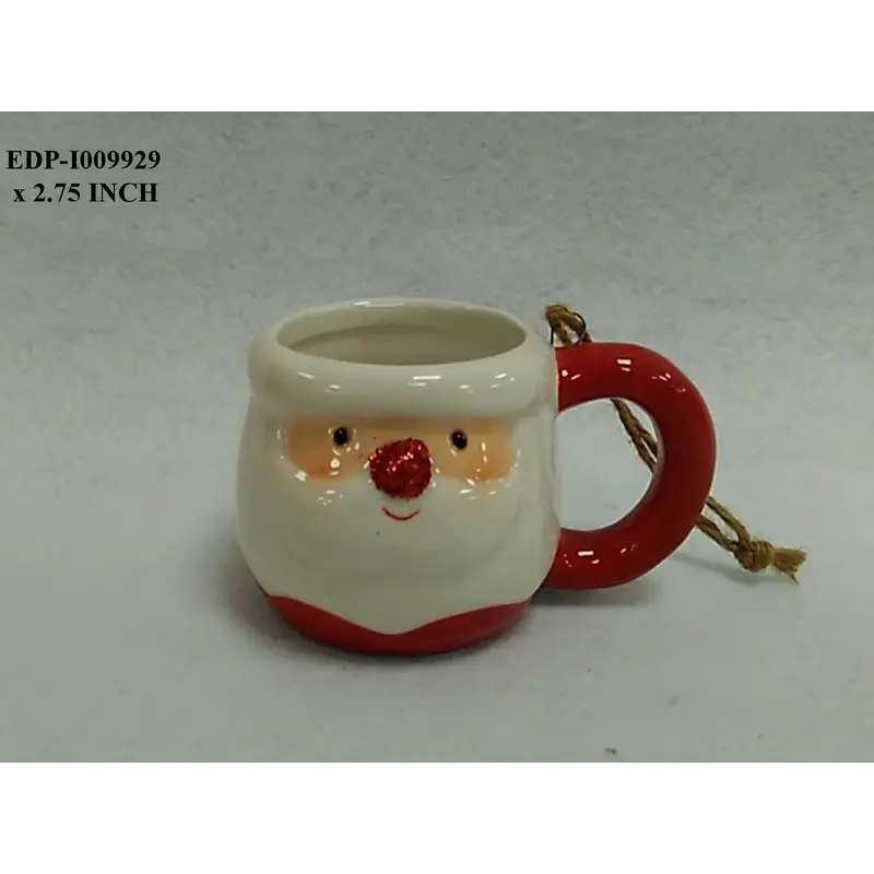 2.75" Ceramic Santa Head Mug Orn.