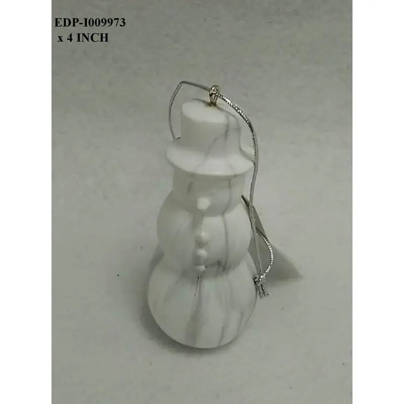 4.0" Polyresin White Marble Finish Snowman Orn