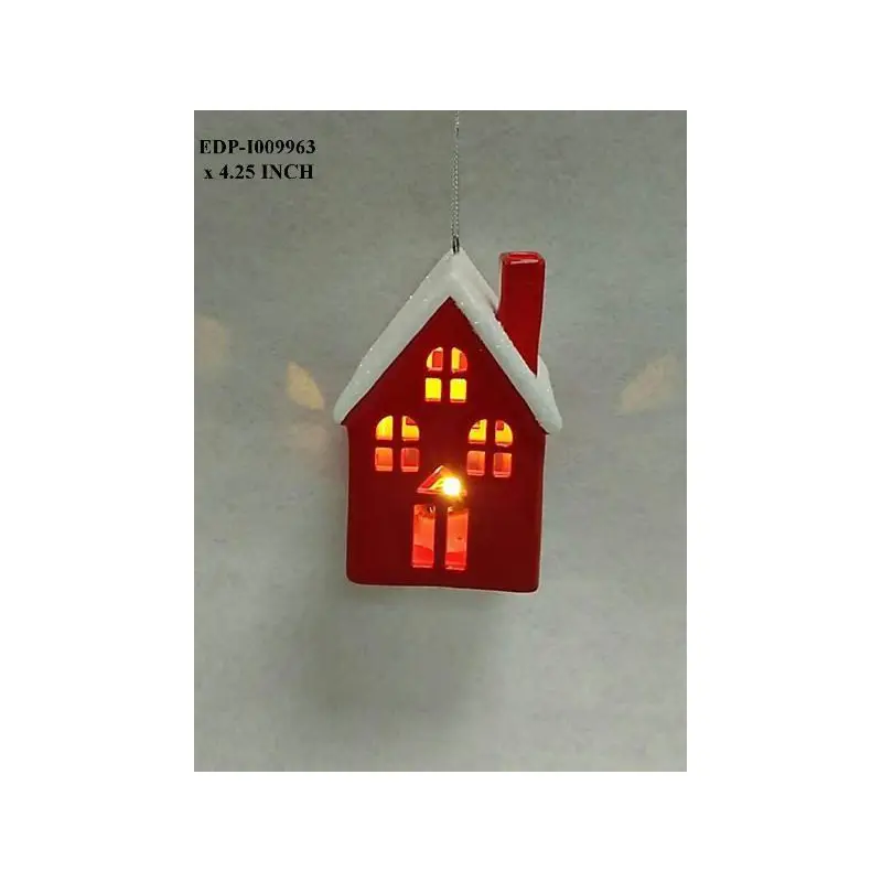 4.25"H. Ceramic Red House orn