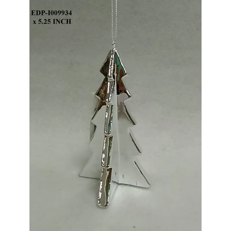 5.25"H. Ceramic Silver Electroplated Tree Orn.