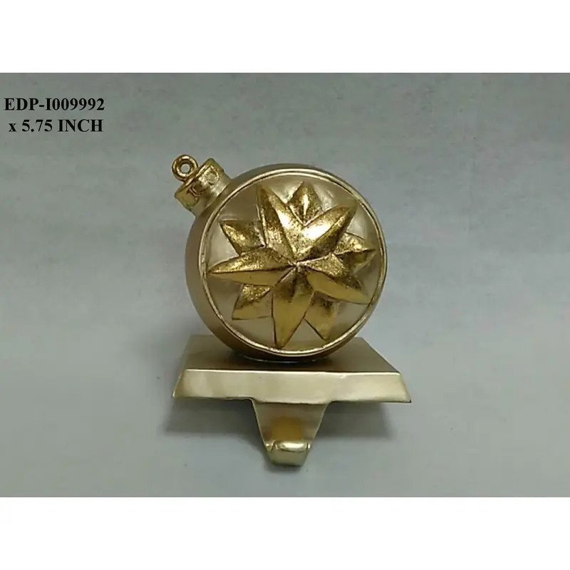 5.75"H. Gold Ornament on Stocking Holder