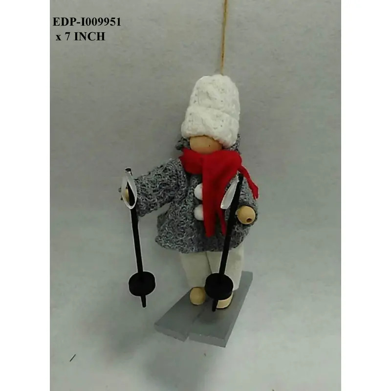 7"H. Fabric Girl Skiing Orn