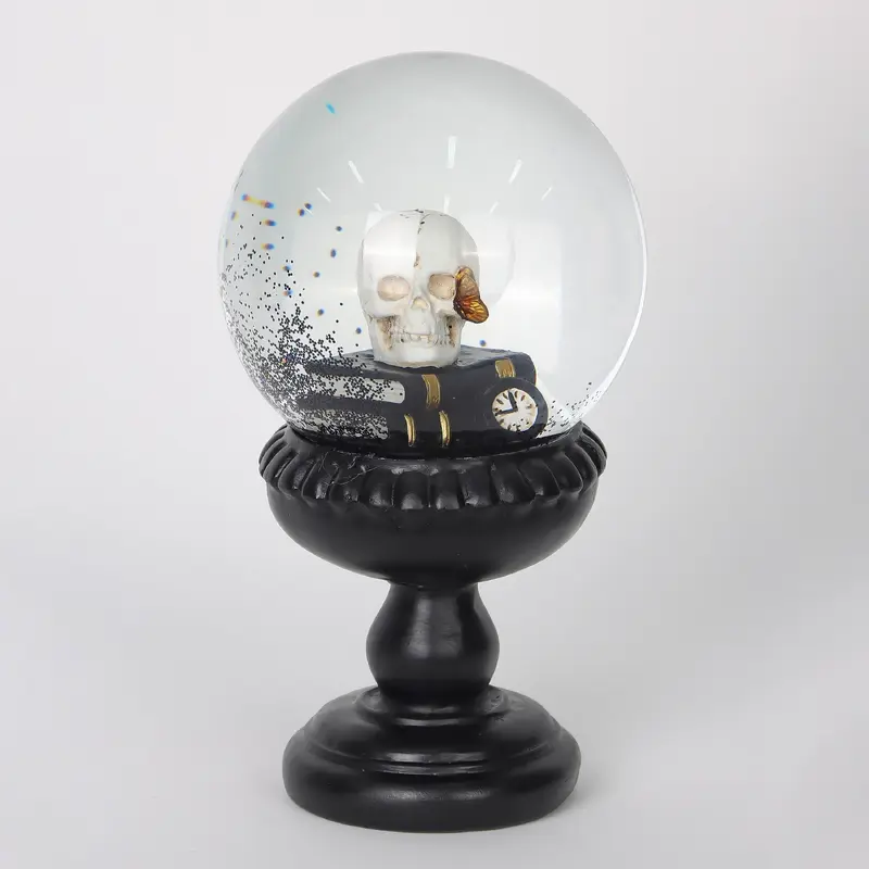 8" Halloween Water Globe with Skull