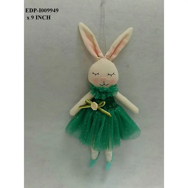 9"H. Fabric Bunny Ballerina Orn
