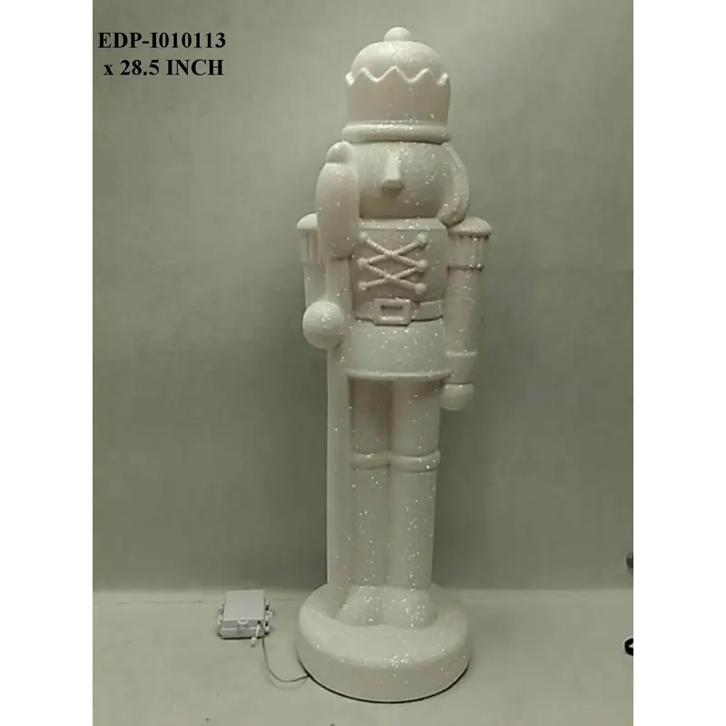 28.5" White Glittered Nutcracker