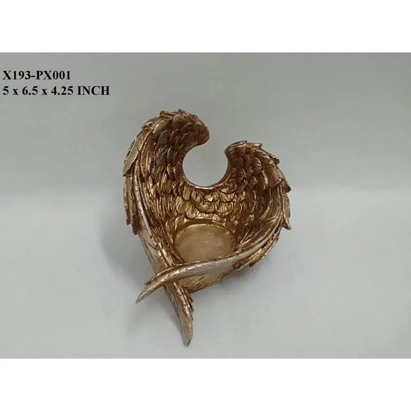 4.25" Polyresin Gold WingTealight Holder