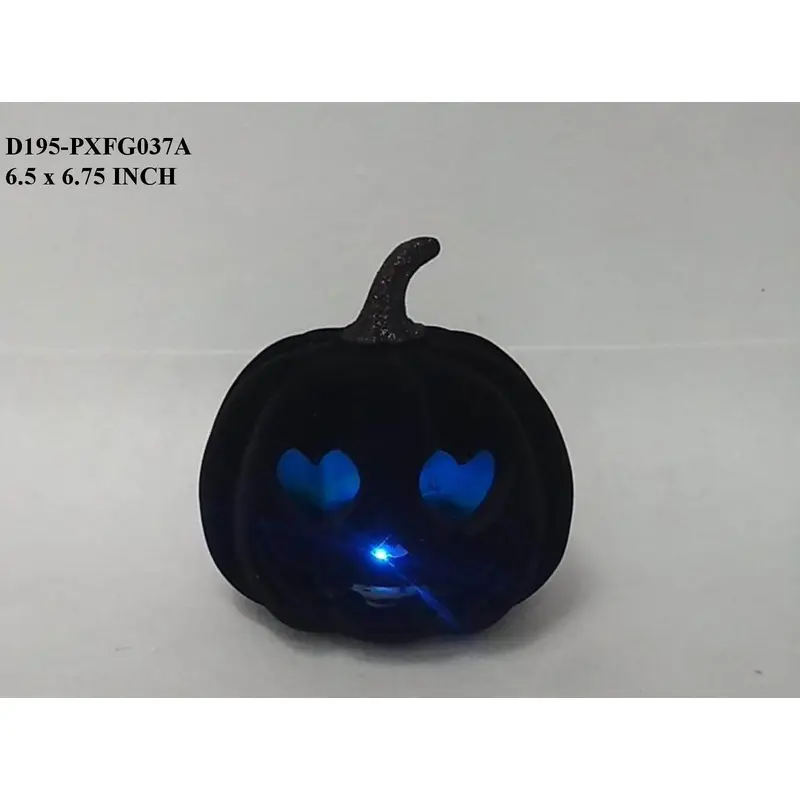 6.75" Halloween Lighted Black Pumpkin