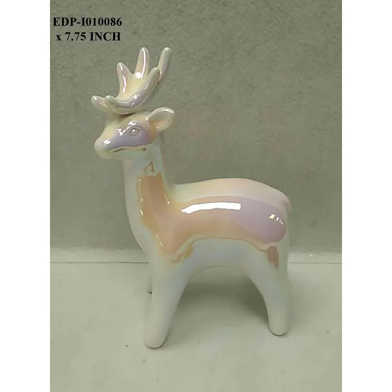 7.5" Ceramic Iridescent Standing Reindeer