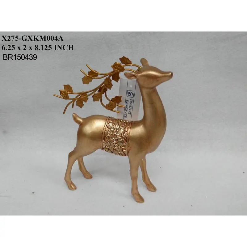 8"H Gold Standing Reindeer