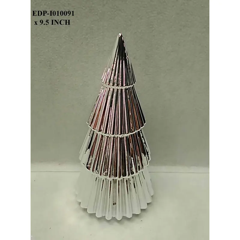 9.5" Ceramic Electroplated Silver Table Top Tree