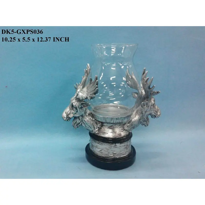 Polyresin/Glass Deer Head Candle Holder