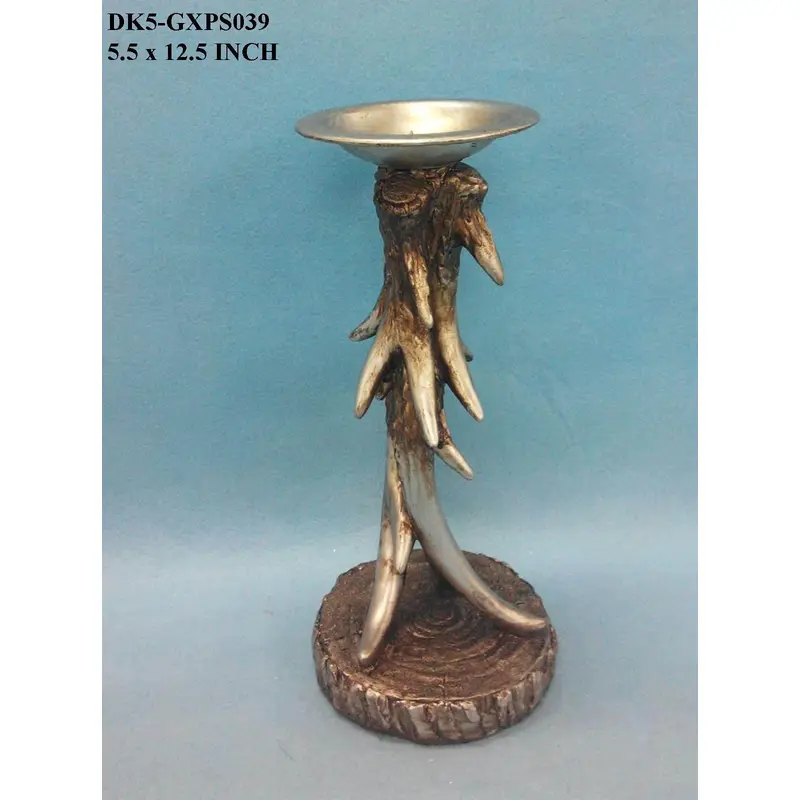 Polyresin Gold Deer Antler Candle Holder