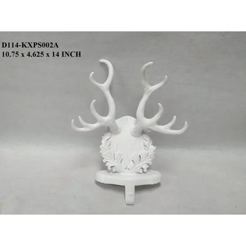 Polyresin White Deer Antler Stocking Holder