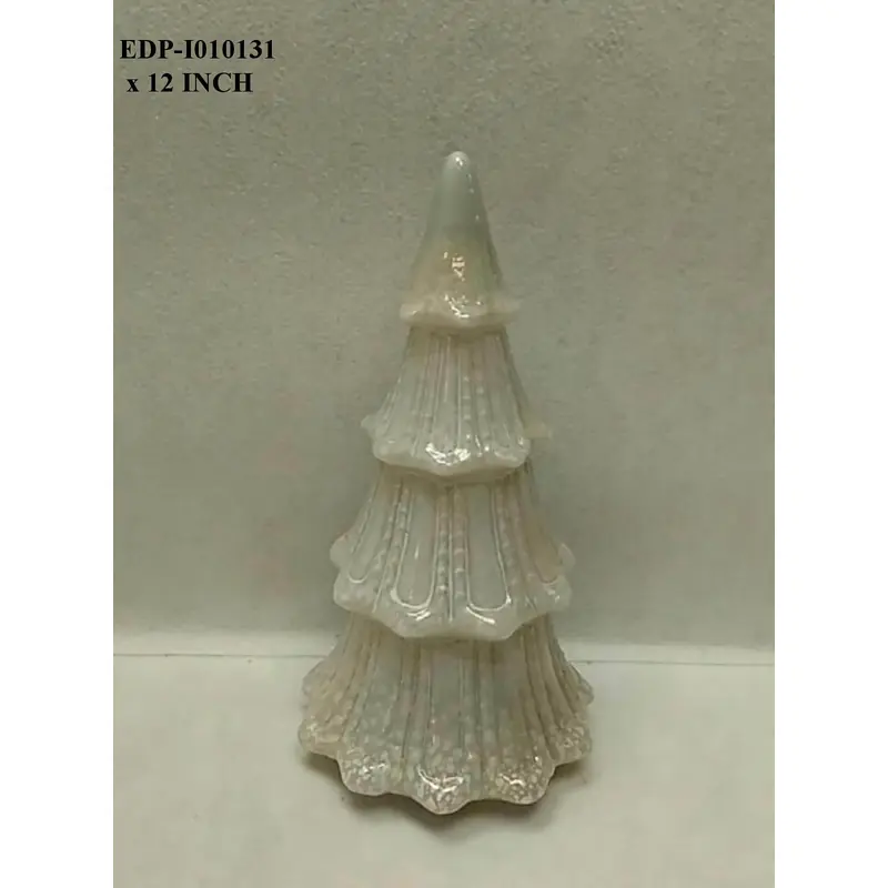 White Glass Table Top Lighted Tree