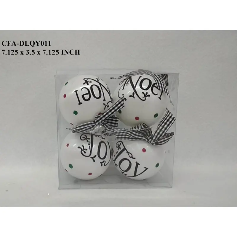 White Shatterproof Balls with Prints & Bow