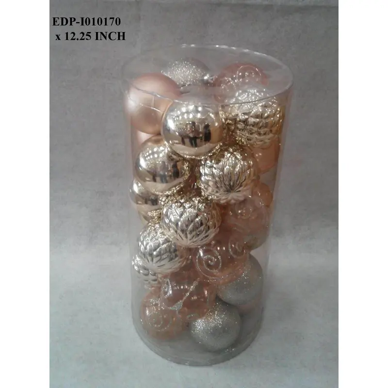 Pink/Gold Shatterproof Ball Orn in Tub
