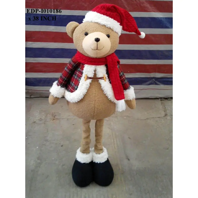 Plush Standing Bear Dressed in Christmas Attire