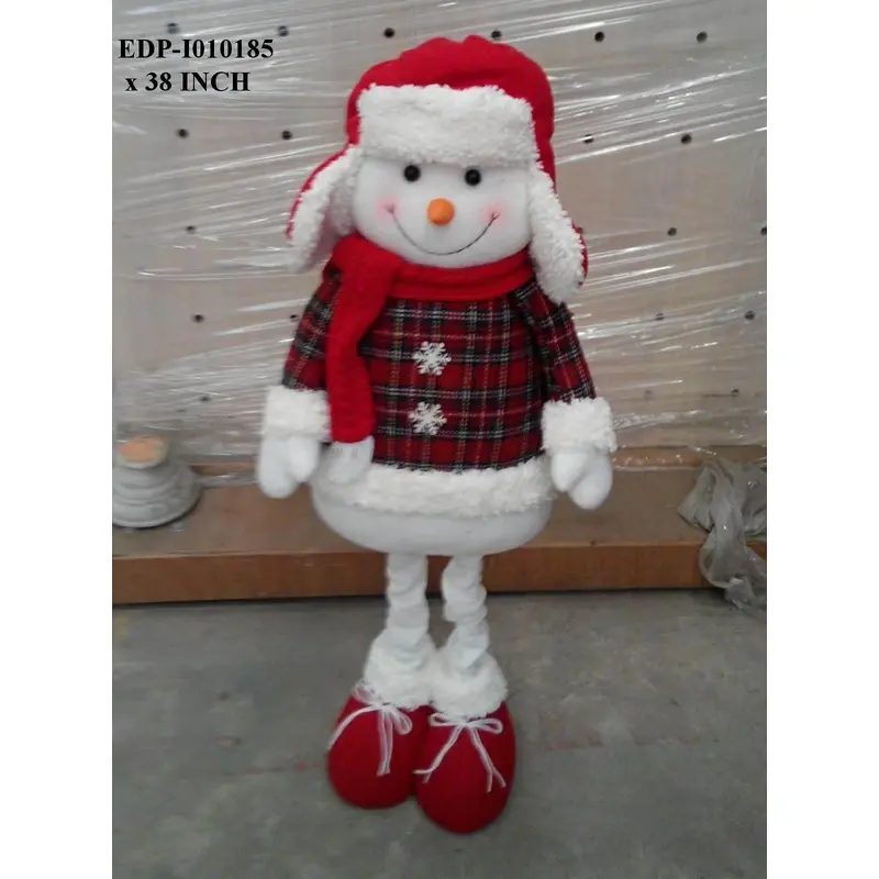 Plush Standing Snowman Dressed in Christmas Attire