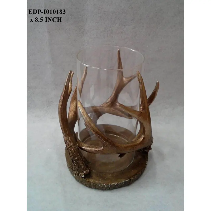 Polyresin Gold Reindeer Antler Candle Holder