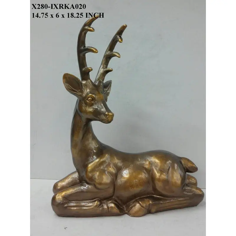 Polyresin Gold Sitting Deer