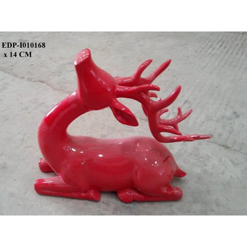 Polyresin Red Sitting Reindeer