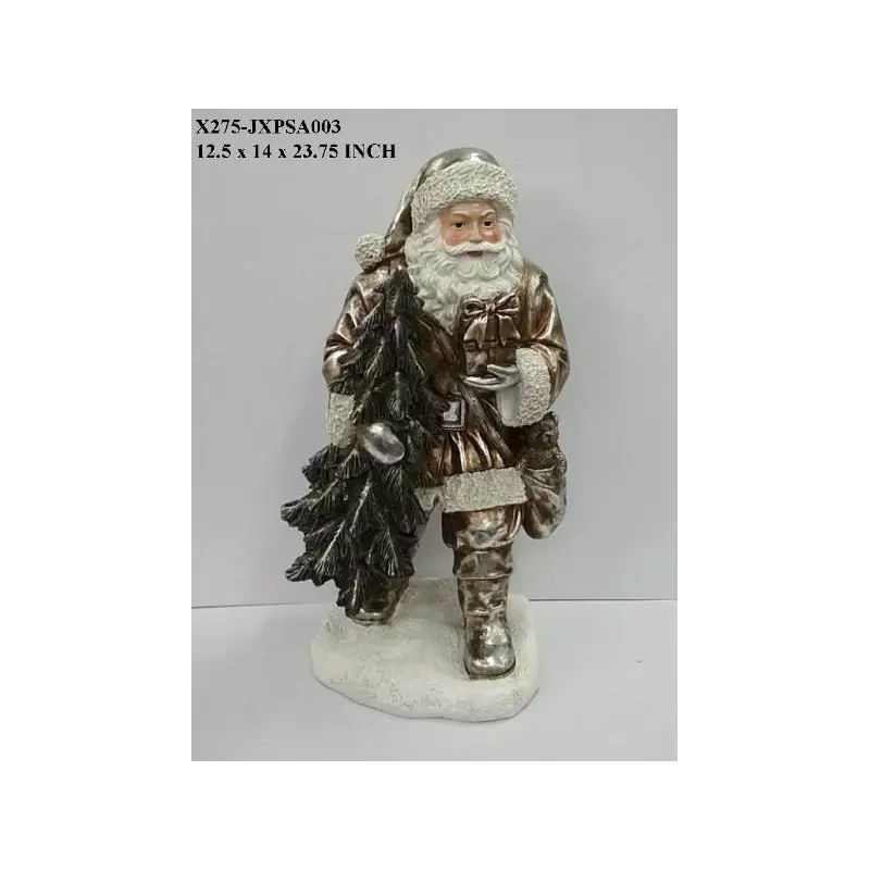 Polyresin Shiny Gold Standing Santa