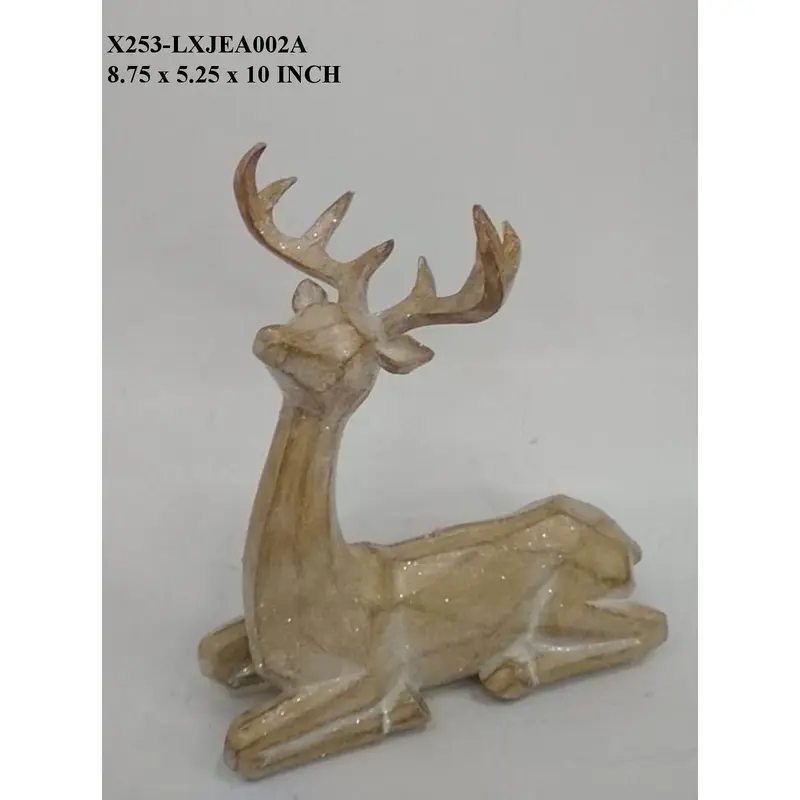 Polyresin Wood Finish Sitting Deer