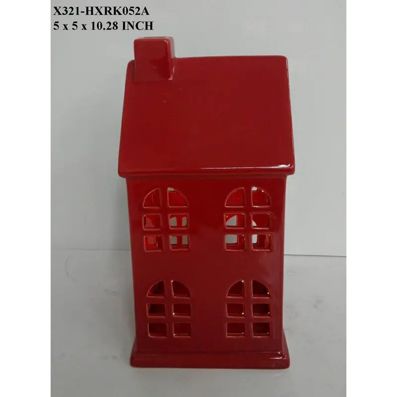 Red Ceramic Lighted House