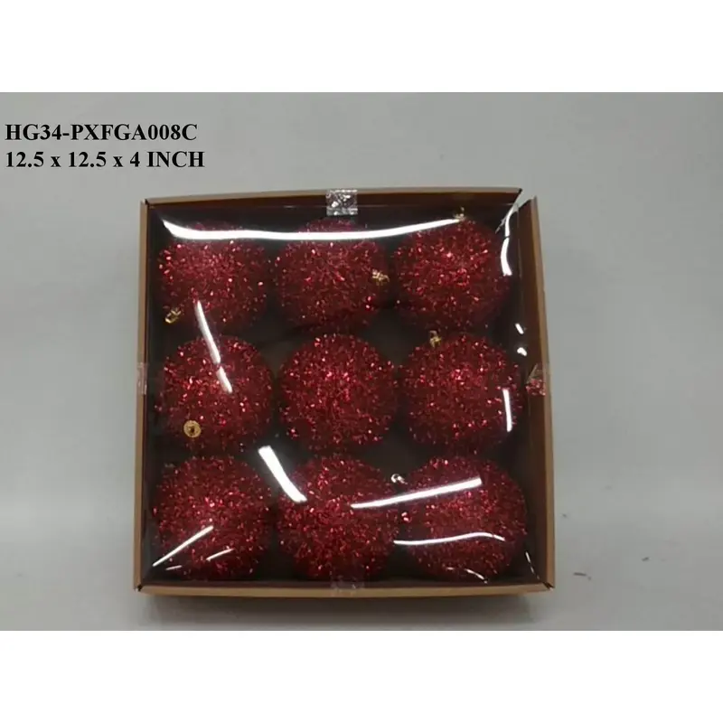 Red Glittered Shatterproof Ball Boxed Orn
