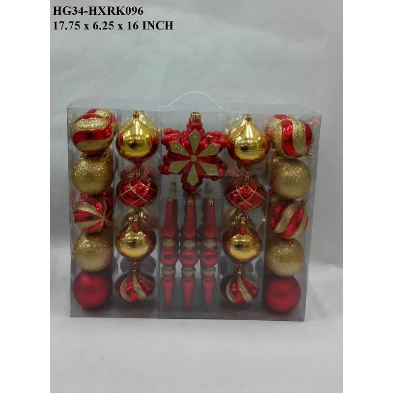 Red/Gold Shatterproof multi Shape  Boxed Orn