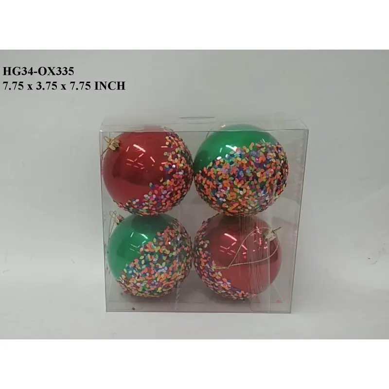 Red/Green Ball with Candy Chips Boxed Orn