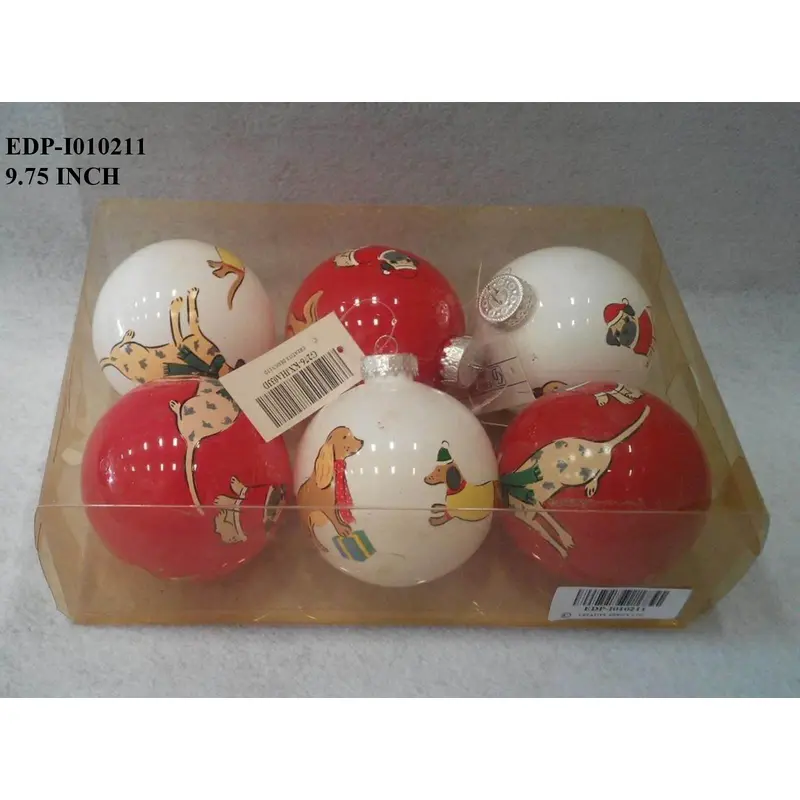 Shatterproof Ball with Dog Design Boxed Orn