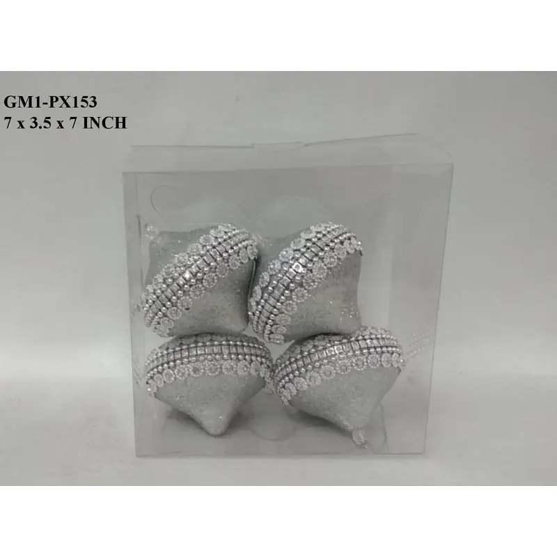 Silver Beaded Finial Boxed Orn