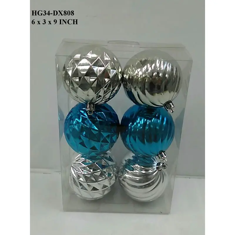 Silver/Blue Shatterproof Ball Boxed Orn