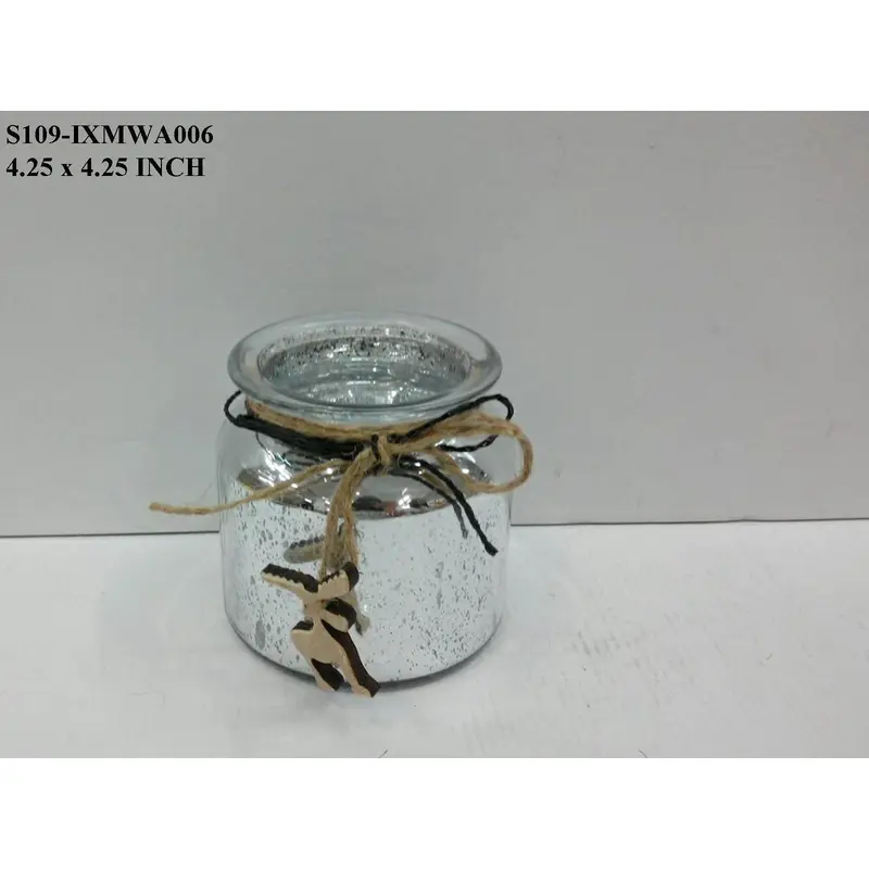 Silver Glass Jar With Narural String Bows