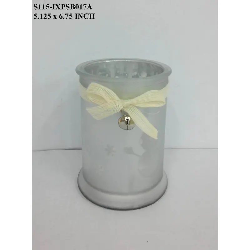 Silver Glass Vase with Bow & Bell