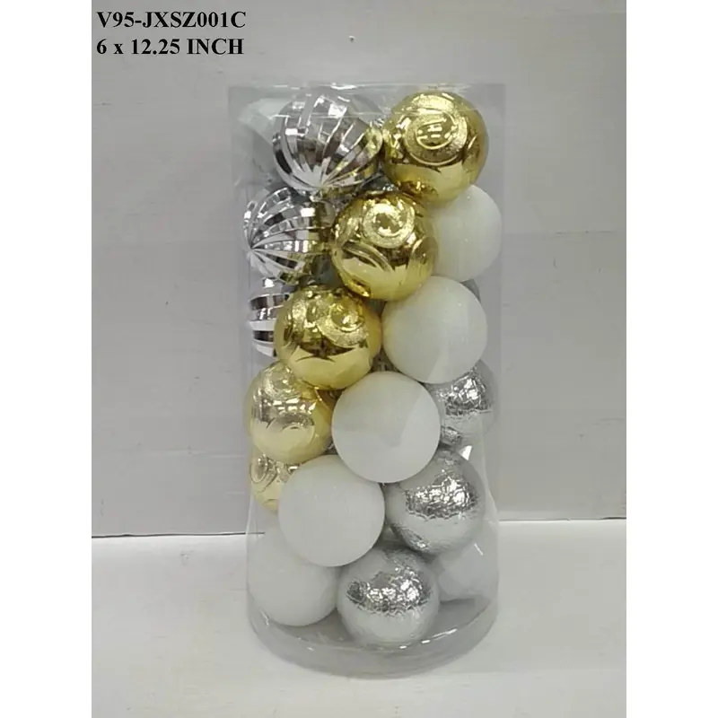 Silver/Gold/White Shatterprrof Ball Orn in Tub